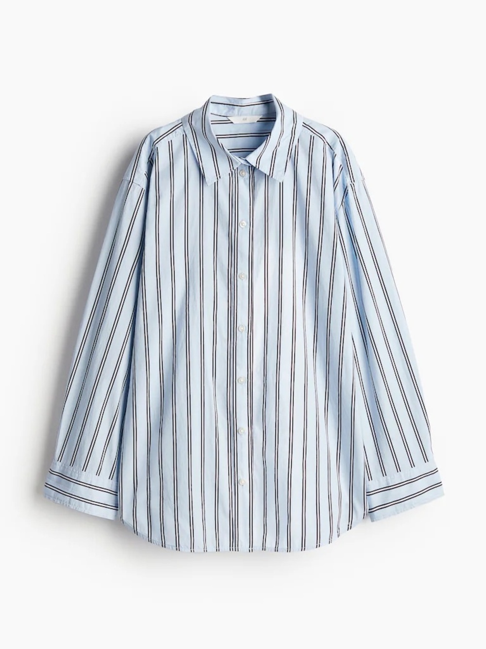 H&M Loose Fit Light Blue Striped Button Down